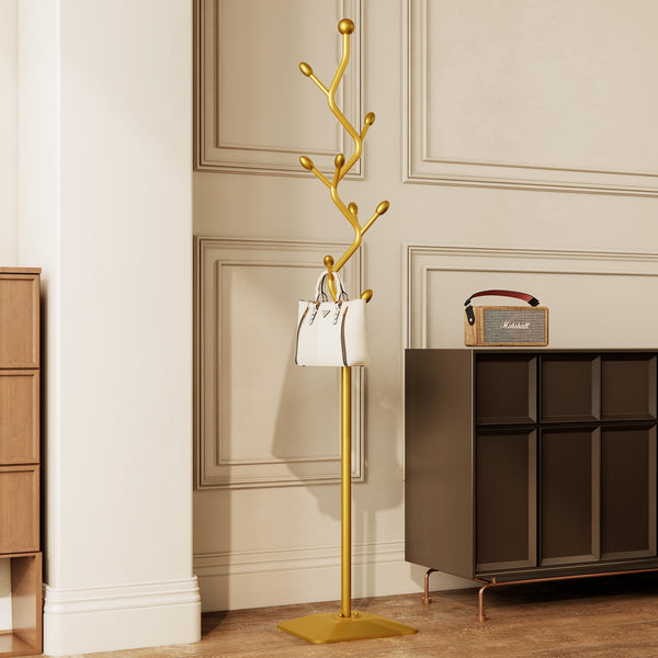 Tree-Shaped Metal Coat Rack Stand with 8 Hooks