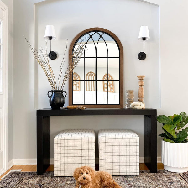 Arched Window Pane Wall Mirror 36x24
