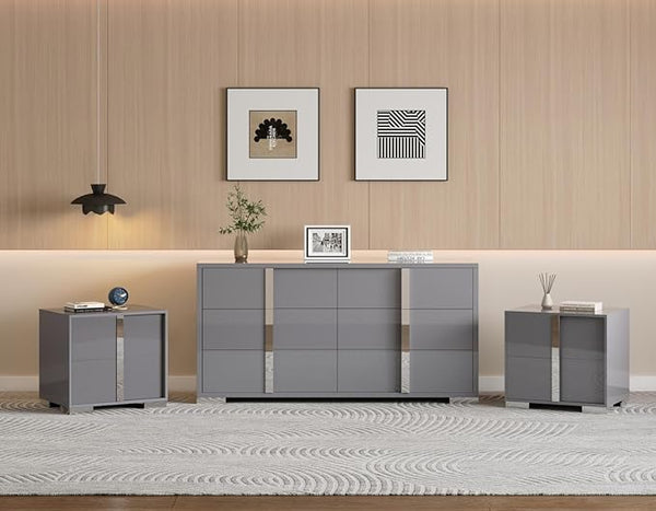 4-Piece Bedroom Dresser Set with High Gloss UV Finish