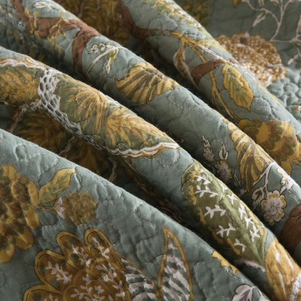 Floral Cotton Quilt Set – Reversible Bedspread Coverlet