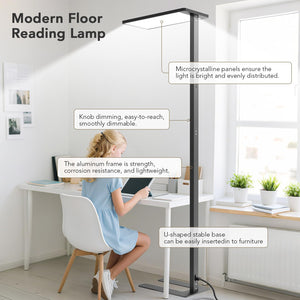 120W LED Floor Lamp with Dual Light Sources & Knob Dimming – Full Spectrum, 4000K, 10000LM