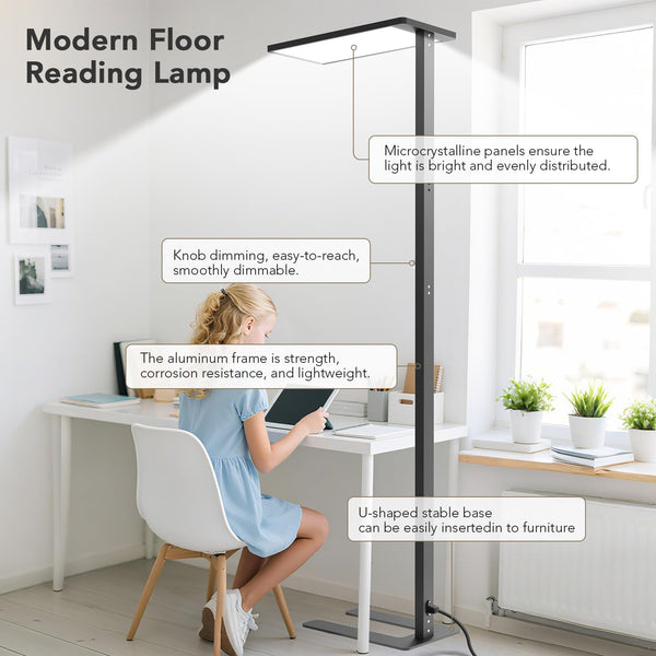 120W LED Floor Lamp with Dual Light Sources & Knob Dimming – Full Spectrum, 4000K, 10000LM