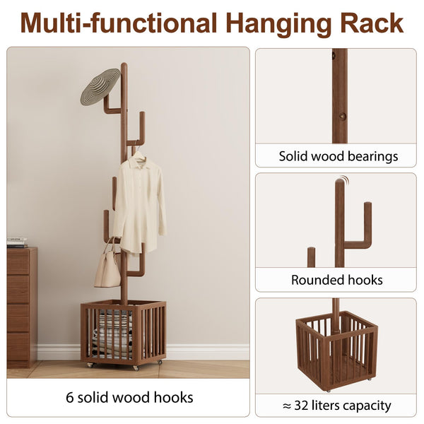 Cactus Freestanding Coat Rack with Storage