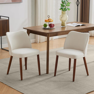 Upholstered Linen Dining Chair Set of 4 with Wood Legs & Wing Backrest