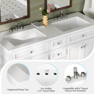 60-Inch Double Sink Bathroom Vanity with Storage Drawers