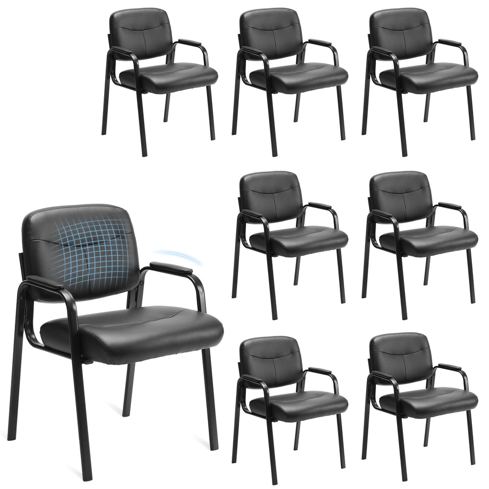 Leather Reception Chair with Padded Arms – No Wheels