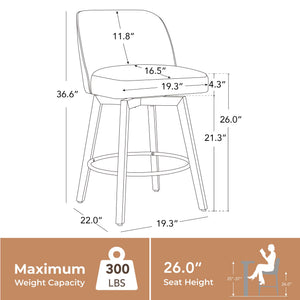 Swivel Counter Height Bar Stools Set of 2