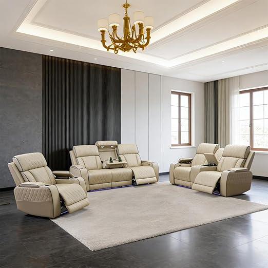 Power Reclining Sectional Sofa Set with USB Charging