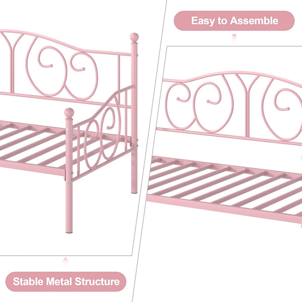 Twin Metal Daybed Frame with Classic Headboard