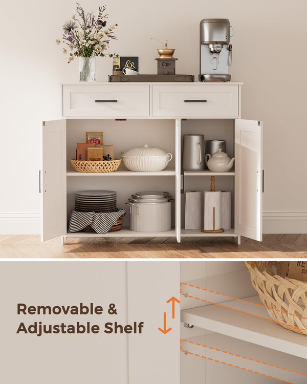 Sideboard Buffet Cabinet with Drawers, Doors & Adjustable Shelves