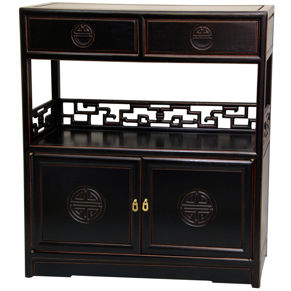 Chinese Tea Cabinet – Carved Rosewood | Antique Black