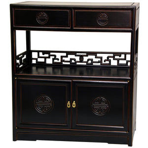 Chinese Tea Cabinet – Carved Rosewood | Antique Black