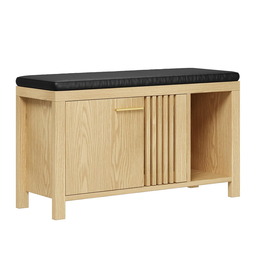 40" Shoe Storage Bench with Padded Seat & Flip Drawers