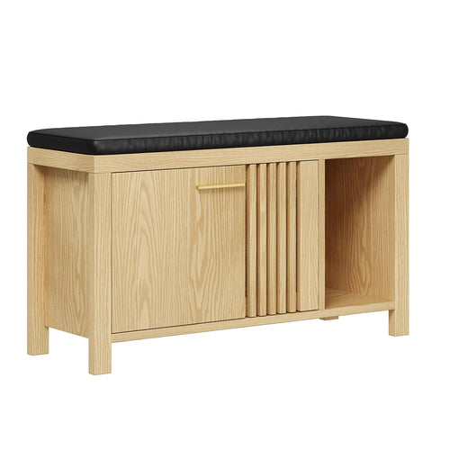 40" Shoe Storage Bench with Padded Seat & Flip Drawers