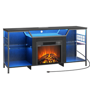 55" Fireplace TV Stand with LED Lights & Charging Station for TVs up to 65"