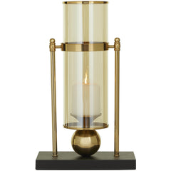 Gold Metal Hurricane Pillar Candle Holder