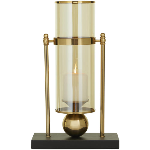 Gold Metal Hurricane Pillar Candle Holder