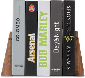 Handmade Wooden Bookends with Metal Base