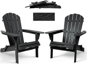 Folding Solid Wood Adirondack Chair with Pre-Assembled Backrest
