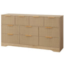 10-Drawer Fluted Dresser with Gold Handles