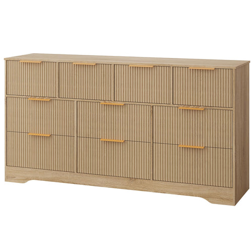 10-Drawer Fluted Dresser with Gold Handles