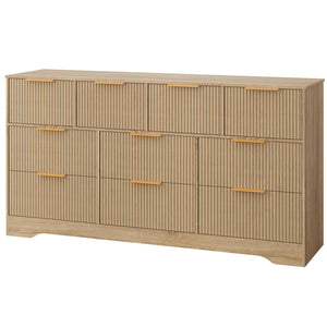 10-Drawer Fluted Dresser with Gold Handles