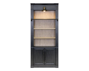 Contemporary 8' Tall Wood Bookcase with Sconce Lighting