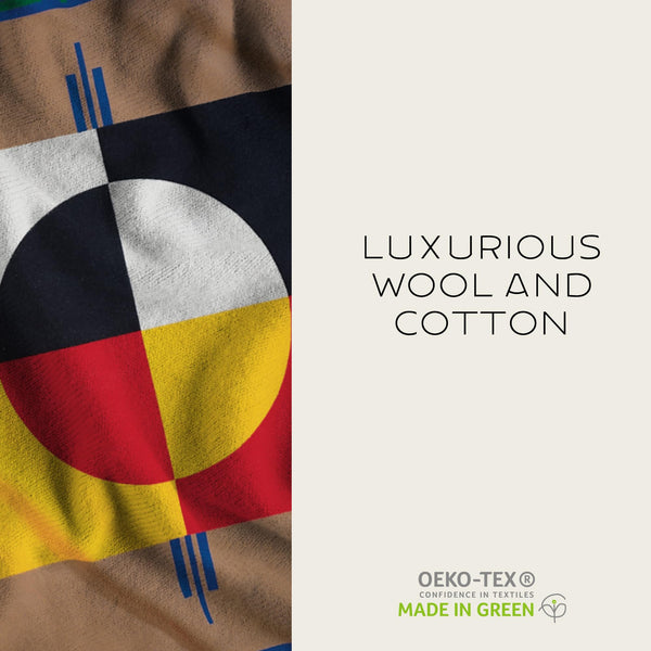 Jacquard Wool Cotton Throw Blanket – Reversible, Napped, 64" x 80"