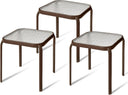 Bronze Metal Outdoor Side Table with Tempered Glass Top