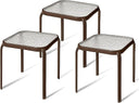 Bronze Metal Outdoor Side Table with Tempered Glass Top
