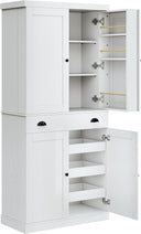 Kitchen Pantry Cabinet 72" Freestanding with Drawer & Sliding Racks