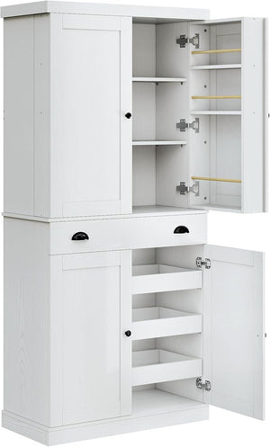 Kitchen Pantry Cabinet with Drawer & Sliding Racks