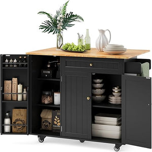 41.7" Kitchen Island with Drop Leaf, Storage Cabinet & Drawer