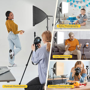 Softbox Photography Lighting Kit with LED Bulbs & Tripod Stands