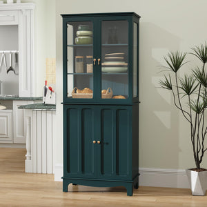 72" Freestanding Kitchen Pantry Cabinet with Glass Doors