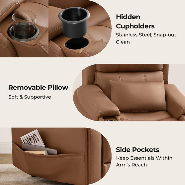 Power Lift Recliner Chair with Heat and Massage – Genuine Leather