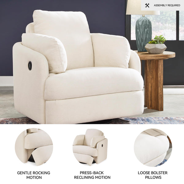 Swivel Glider Rocker Recliner with Hidden Storage – Beige