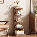 5-Tier Solid Wood Narrow Bookshelf