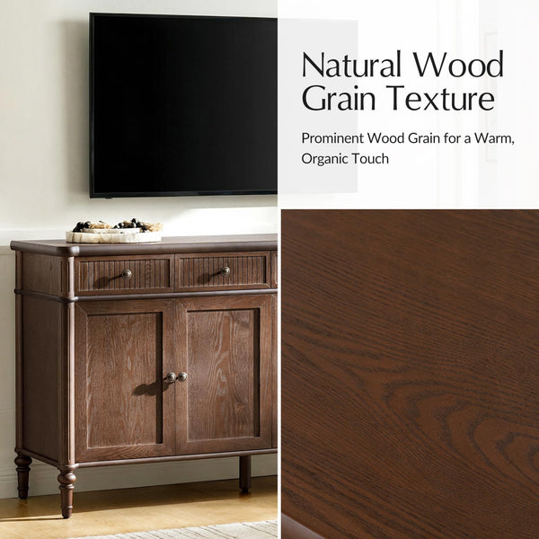 58" Wood Sideboard Cabinet with Fluted Drawers & 4 Doors