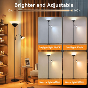 Torchiere Floor Lamp with Reading Light