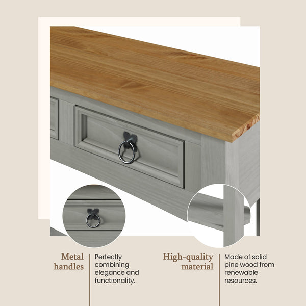 Solid Wood Console Table with 2 Drawers – Farmhouse Entryway Hall Table