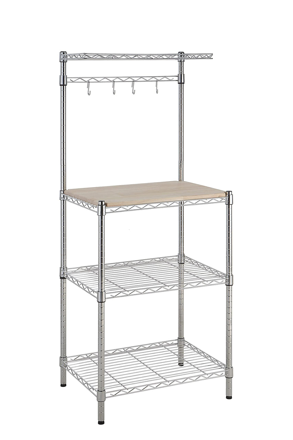 Kitchen Baker's Rack with Wood Countertop & Wire Shelves