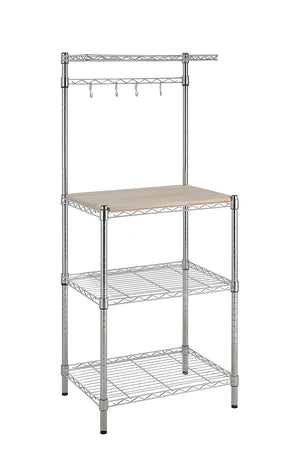Kitchen Baker's Rack with Wood Countertop & Wire Shelves
