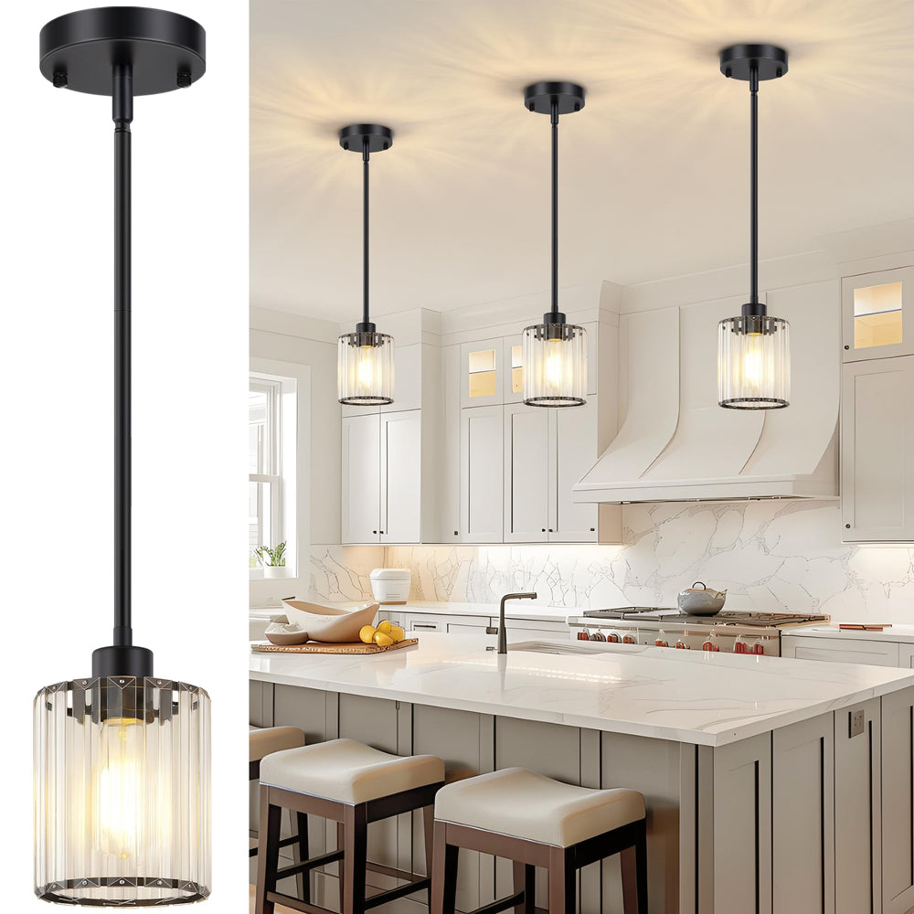 Black Crystal Pendant Lights for Kitchen Island
