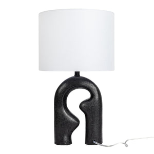 Abstract Sculptural Resin Table Lamp with White Drum Shade