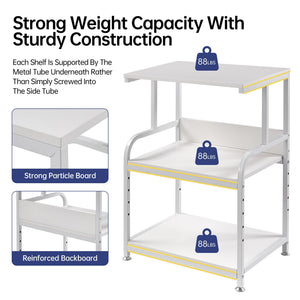 3-Tier Height Adjustable Printer Stand with Wheels