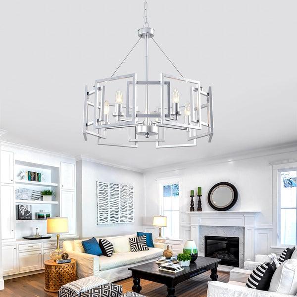 Modern Geometric Chandelier 5-Light Metal Pendant Light