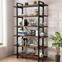Industrial Solid Wood Bookcase with Metal Frame