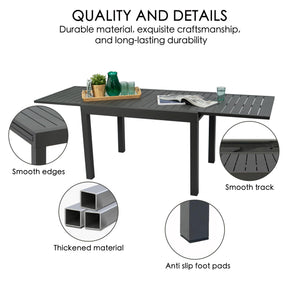 Expandable Aluminum Patio Dining Table for 4–6 People