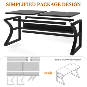 Computer Desk with Storage Shelf & C-Shaped Metal Frame